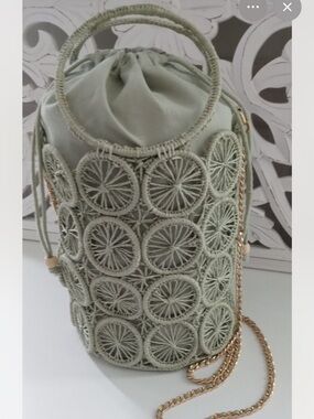 House Of Harlow 1960 Raffia Woven Bucket bag